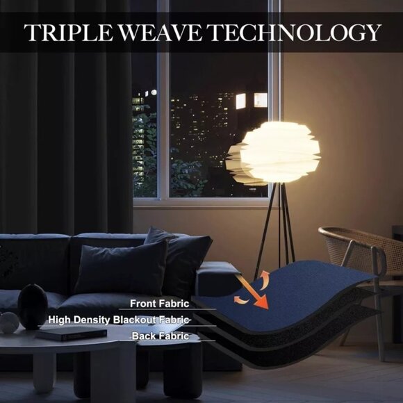 RYB HOME Self Adhesive Blackout Living Room Bedroom 2 Panels Curtains 32” X 63” - Picture 5 of 10